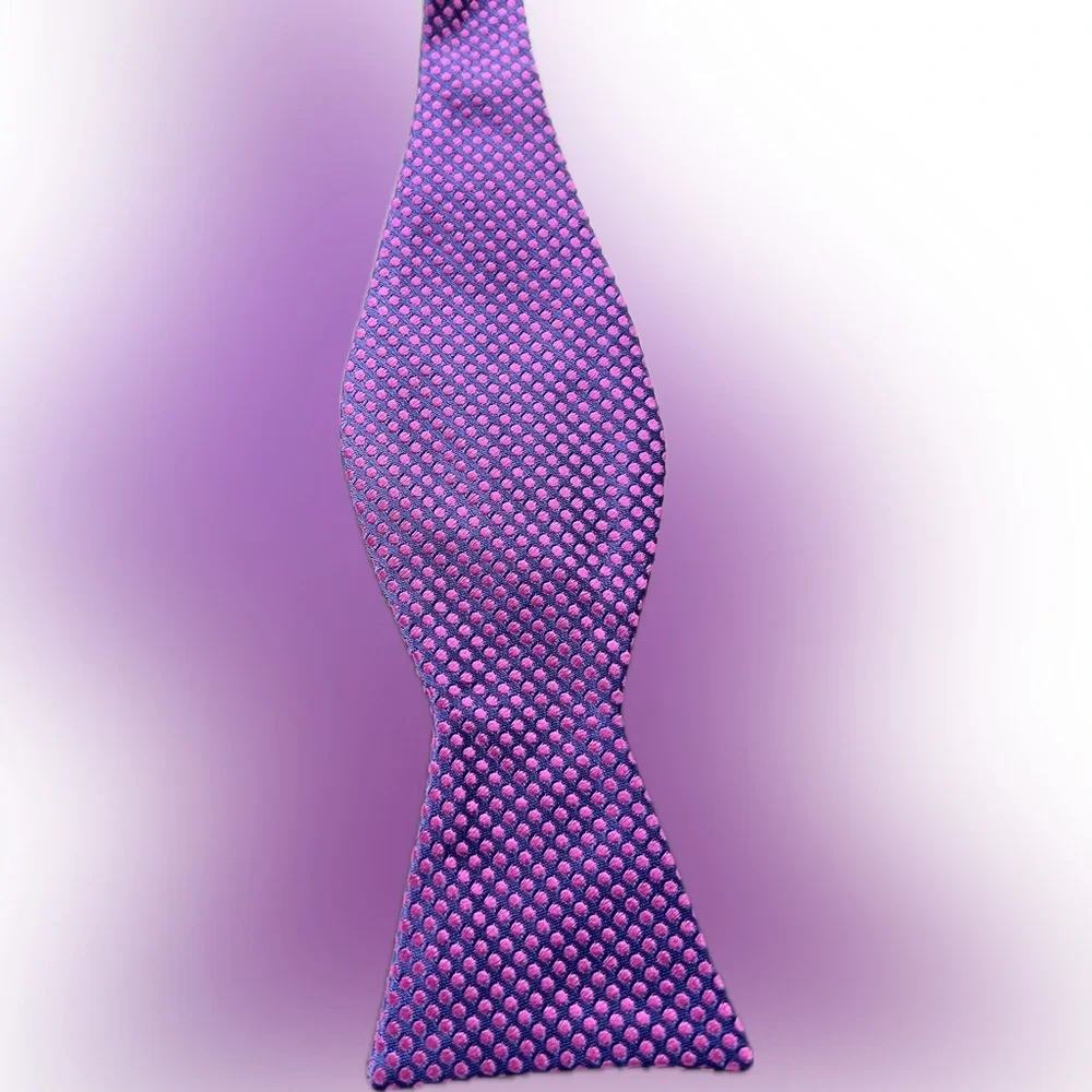 🟣🩷 Adjustable Self-Tie Bow Tie by Ted Baker | Purple with Pink Dots - Picture 9 of 17